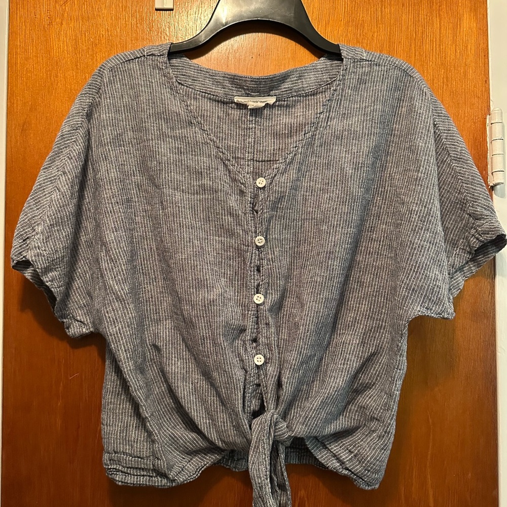 Beachlunchlounge Gray/Blue Short Sleeve Button Down Shirt
